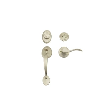Weslock Hillcrest Dummy Handleset with Right Hand New Haven Trim Satin Nickel R2815-NXN0020